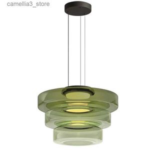 Plafonniers Luminaire suspendu en verre, éclairage suspendu pour îlot de cuisine, plafonnier moderne, abat-jour en verre gris, lampe à main pour salle à manger Q231120