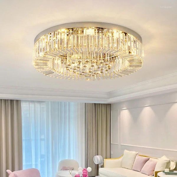 Plafonniers Gold Modern Chandelier Lighting Home Decoration Luxury Crystal Living Light Dimmable Luster Anneau LED ALIME