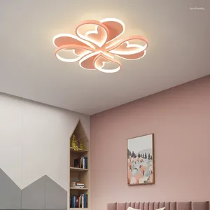 Plafondverlichting Goud Roze Bloem Scandinavische Slaapkamer Led Voor Meisjeskamer Moderne Eenvoudige Bruiloft Lichtverlichting