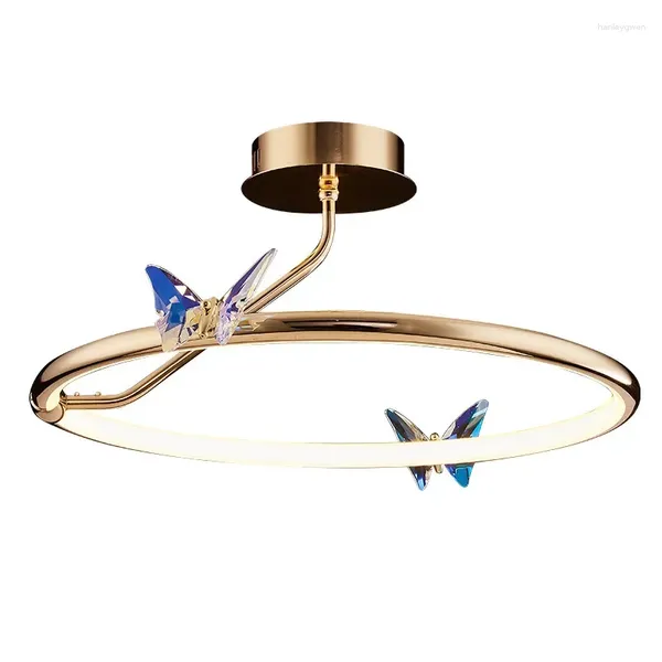 Plafonniers Bague En Or LED Papillon Luminaires El Chambre Magasin De Vêtements Bureau Foyer Restaurant Lampe Suspendue Loft Déco