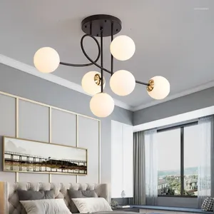 Plafondlampen Gouden licht Luxe glazen bollamp Eenvoudige creatieve woonkamer Hoofdslaapkamer Eetkamer Scandinavisch
