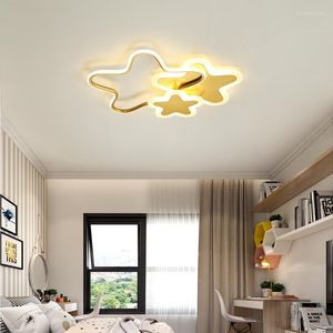 Plafondlampen gouden moderne eenvoud slaapkamer lamp creatieve persoonlijkheid kinderkamer licht cartoon studie verlichting verlichting