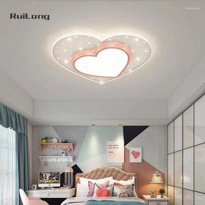 Plafondlampen hart vorm licht voor kinderkamer babymeisje kroonluchter cartoon schattige roze prinses slaapkamer lamp