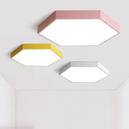 Plafonniers HEXAGON LED LUMIÈRE POUR LE LIVANT LIVANT MODERNE JAUNE BLANCHE LAMPES ACCULTÉS NORDIQU