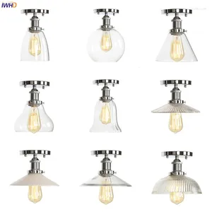 Plafondlampen IWHD American Country Vintage For Kitchen Porch Woonkamer Lichtglas Zilver Loft Industriële lampen LED