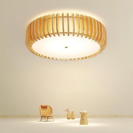 Plafondlampen Japanse eenvoudige slaapkamerlamp 2022 Houten pompoenstudie eetkamer huis verblijf tatami