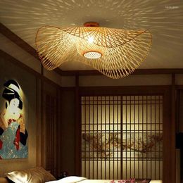 Plafondlampen Japanse stijl slaapkamer bamboe led lamp handgemaakte rattan geweven homestay sushi restaurant woonkamer decor verlichting armaturen