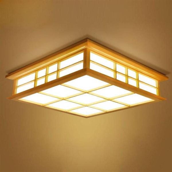 Plafonniers Lampe tatami de style japonais LED éclairage de plafond en bois salle à manger chambre lampe salle d'étude salon de thé 0033223K