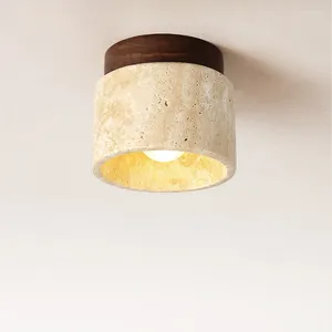 Plafondverlichting Japanse stijl Wabi Sabi gele grot steen licht moderne eenvoudige veranda balkon gang lamp voor restaurant decor