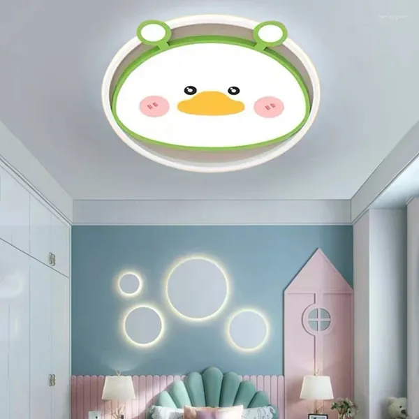 Lautres de plafond kawaii Animal Duck LED pour les enfants décor de chambre bébé mignon grenouille lumière caricaton lustre pour enfants lampe de chambre à coucher
