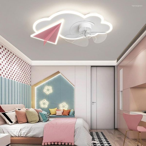 Luces de techo para niños, ventiladores para niñas, geniales para dormitorio, ventilador LED, accesorios de iluminación para la nube, habitación para niños