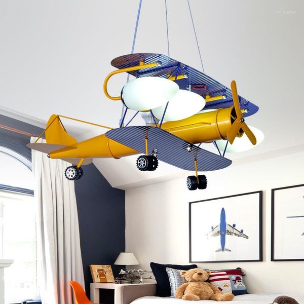 Plafonniers Enfants Chambre Lampe Pour Enfants Lustre E27 Avion Suspension Led Chambre Éclairage WF1019