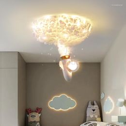 Plafondverlichting kobuc raket kroonluchter voor kinderkamer slaapkamer studeert moderne creatieve katoenen lamp jongens kinderverlichting armatuur