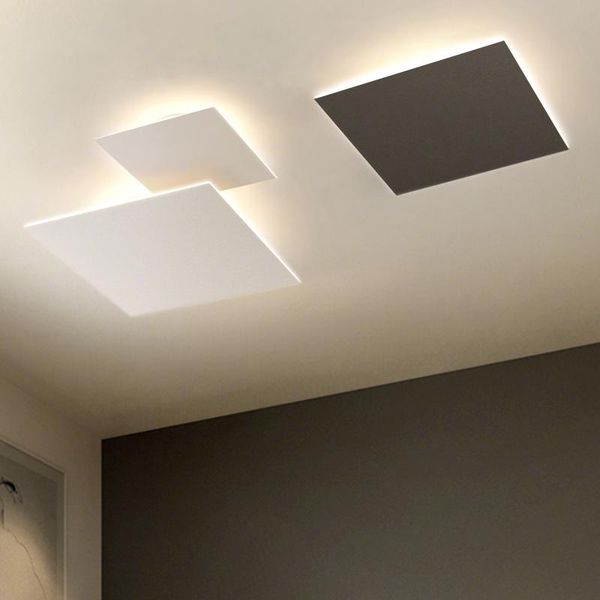 Plafonniers Lampe LED Moderne Minimaliste Pour Salon Étude Chambre Couloir Intérieur Carré Noir Décor À La Maison Design Luminaire