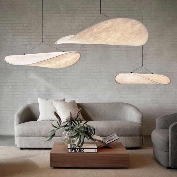 Plafonniers lampe nordique Vertigo LED lustre pour salon décor à la maison moderne tissu de soie éclairage tendu pendentif lumière 0209