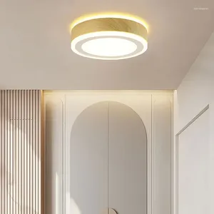 Plafonniers Lampes Nordique LED Rond Carré Cadre En Bois Lumière Salon Chambre Couloir Balcon Acrylique Moderne Luxe Pratique