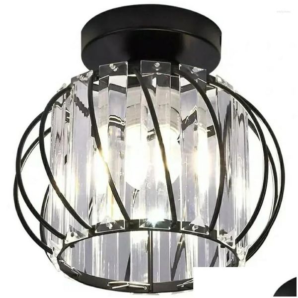 Plafonniers Lantern Crystal Asle Simple Modern Bedroom Bedide Light Corridor Nordic LED Balcony Drop Liviling Lighting Indoor Dhepr