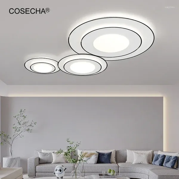 Plafonniers grandes lampes LED pour salon couleur blanche lustre moderne avec télécommande dimmable rond 110W