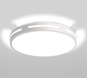 Plafondlampen LED 18W Modern Flush Mount Lighting Fixture Round Hollow 9 inch koele witte lamp voor kamer (6500K)