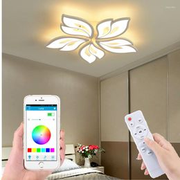 Plafonniers Led Art Lustre Pendentif Lampe Lumière Moderne Télécommande/smart APP Chambre Vivant Fleur Acrylique El Café Luminaire