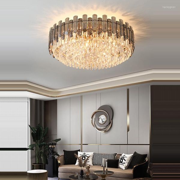 Plafonniers LED Artistique Rond Rectangulaire Cristal En Acier Inoxydable Lamparas De Techo Lights.Ceiling Light.Ceiling Lamp For Foyer