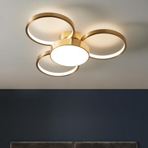 Luces de techo, lámpara de araña Led para dormitorio, sala de estudio, ático, hogar, iluminador de cobre moderno dorado, accesorio de iluminación decorativo de 220V