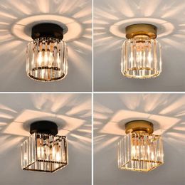 Luces de techo LED CRISTAL CRISTAL SHADE BALCK GOLD PLAFONNIER Sala de estar dormitorio Lámpara decorativa de cuadrado redondo moderno E27