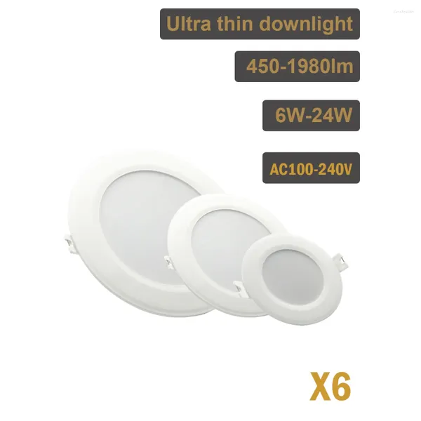 Plafonniers LED Downlight encastré intérieur ultra-mince panneau lampe 220V 24W haute Lumen convient à la cuisine salon centre commercial