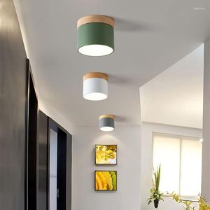 Plafonniers LED Downlight Surface Montée Lampe 7W Nordique Bois Macaron Dimmable Spot Pour Foyer Intérieur Salon