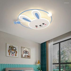 Les plafonniers menés pour la chambre à coucher de chambre pour enfants crèche pour enfants filles garçon bleu rond le luminaire suspendu moderne