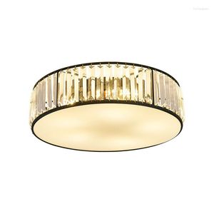 Luces de techo, luz LED de cristal para sala de estar, dormitorio, cocina, accesorio de baño, decoración moderna para el hogar, lámpara redonda dorada y negra