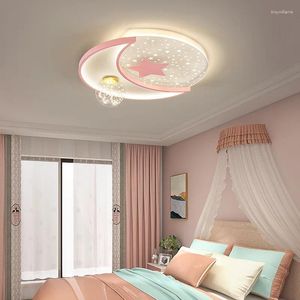 Plafonniers Lampe LED Lustre pour enfants Dimmable Télécommande Moderne Créative Étoile Lune Garçon Fille Chambre Décoration Lumière