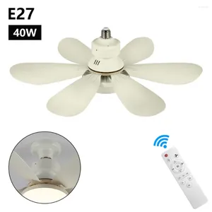 Ventilateur de lampe à LED de plafond E27 Ventilateurs de base de convertisseur avec télécommande Dimmable Light pour le salon de la chambre