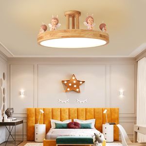 Plafonniers lampe à Led pour chambre d'enfant moderne bois Art fille soins des yeux dessin animé nordique éclairage intérieur