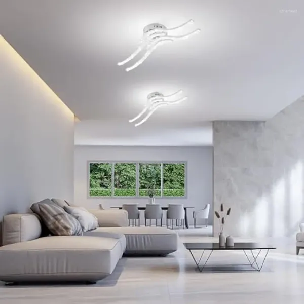 Plafonniers LED lampe métal incurvé 32W 4 parallèle Flamig Éclairage acrylique intérieur salon chambre à coucher