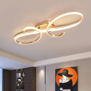 Plafondlampen LED LAMP Moderne woonkamer licht Dimable Gold Metal Chrome voor eetkamerzaalzaallounge L60cm
