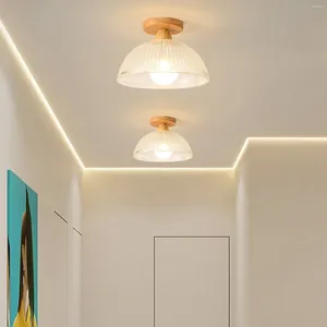 Plafondlampen LED LICHT 5W Glasspoelbevel met houten basis 6000k binnenverlichting voor woonkamer slaapkamer gang etc.