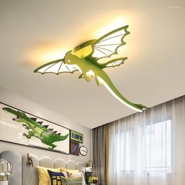 Plafonniers LED lumière créative Protection des yeux personnalité mignonne lampe de dinosaure lampes de chambre de bande dessinée