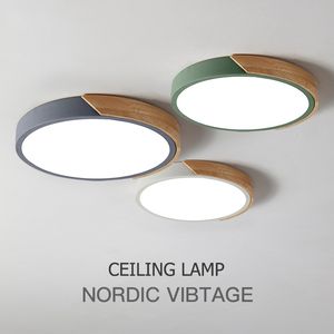 Plafondlampen led moderne Noordse ronde lamp houten huis woonkamer slaapkamer glanslamp gemonteerde verlichting beboete afstandsbediening