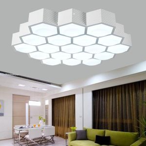 Plafonniers LED Moderne Simple Salon Creative Nid D'abeille Acrylique Gradation Chaud Chambre Lampes Luminaire