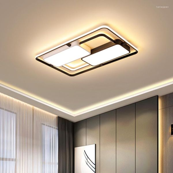 Plafonniers Led rectangulaire lumière pour sous-sol salon chambre cuisine noir blanc acrylique abat-jour lampes décoration de la maison