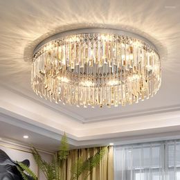 Plafondlampen LED Ronde Licht Luxe kristal Moderne eenvoudige slaapkamerlampen Woonkamer K9 Lamp rechthoekig glanzend