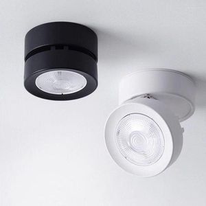 Luces de techo LED Downlight montado en superficie COB Spotlight Light 5W7W10W15W Iluminación de pared de fondo giratoria plegable de 360 grados