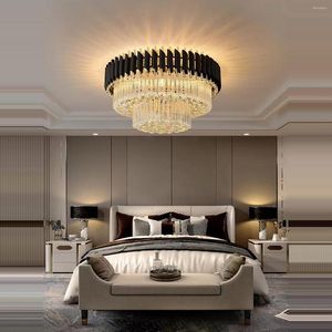 Plafondlampen licht 2023 trend hedendaagse luxe led kristal binnen huislamp voor woonkamer zwart/gouden armaturen