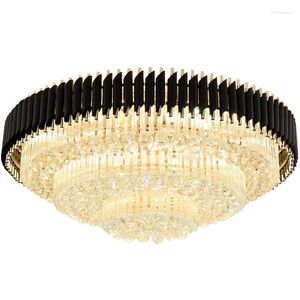 Plafondlampen licht eigentijdse romantische luxe luxe led kristal indoor huislamp zwart/gouden decoratie ronde armaturen