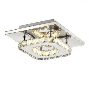 Plafondlampen licht kristal spoeling mount lamp vierkant led moderne K9 gepolijst chroom 4000K voor slaapkamer woonkamer