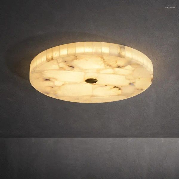 Plafonniers lumineux de luxe tout cuivre LED lampe en marbre moderne chinois circulaire simple étude salle allée chambre chambre