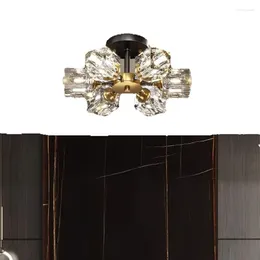 Plafonniers Lumière Luxe Plein Cuivre Carré Cristal Suspendu Moderne Salle D'étude Chambre Couloir Allée Lampes Suspendues Luminaires