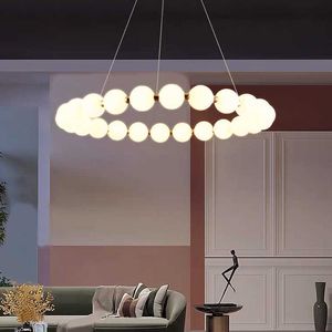 Plafondlampen licht luxe parel ketting ring witte glazen kogel led plafond kroonluchter woonkamer slaapkamer lamp 0209