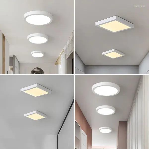 Luces de techo Luz delgada LED de montaje abierto Lámparas redondas para sala de estar Cocina cuadrada Estudio Balcón Pasillo Pasillo